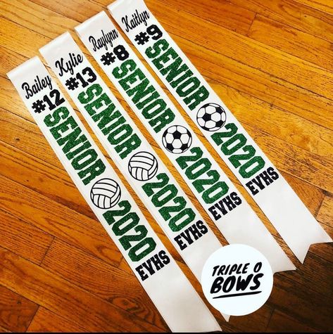 Senior Night Sashes, Night Volleyball, Soccer Senior Night, Gift Card Basket, Soccer Banquet, Senior Sash, Volleyball Senior Night, Soccer Team Gifts, Senior Week