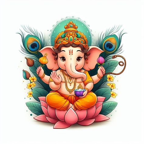 Ganesh Hd Wallpaper, Ganesha Art Illustration, Ganesha Artwork, Love Canvas Painting, Ganesha Drawing, Ganpati Bappa Morya, Ganesh Art Paintings, God Artwork, Bappa Morya