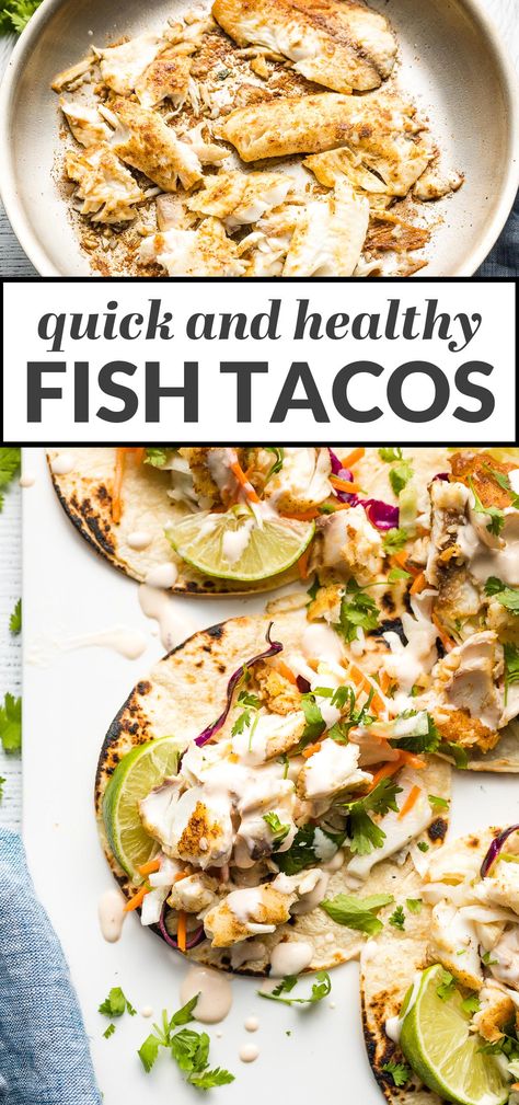 Easy Healthy Fish Tacos, Fresh Fish Taco Recipes, Fish Tacos For Diabetics, Heart Healthy Fish Tacos, Low Cal Fish Tacos, Chili Lime Fish Tacos, Fish Tacos With Flounder, Haddock Tacos Healthy, Mediterranean Fish Tacos