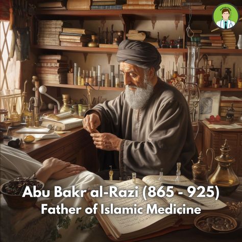 🌟 Meet the Trailblazer of Islamic Medicine! 🌟 Step into the world of Abu Bakr al-Razi, a 9th-century physician whose groundbreaking work laid the foundations for modern medicine. 🩺✨ Known as Rhazes in the Western world, al-Razi was a true innovator in medical science. He made major strides in diagnosing and treating diseases, introducing important concepts that are still relevant today. His famous book, "Kitab al-Hawi", was a comprehensive medical encyclopedia that compiled knowledge from va... Islamic Medicine, Western World, Medical Science, Famous Books, Disease, Medicine, Medical, Science, Books