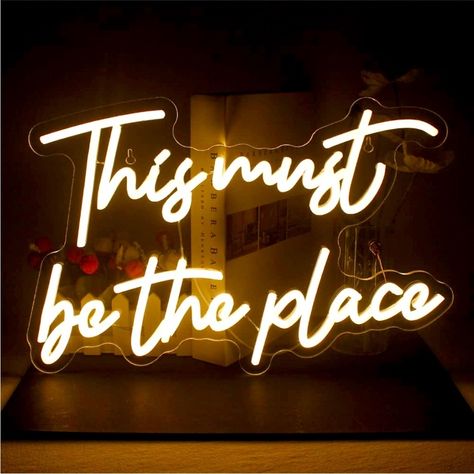 New Condition Originally $169- Offer Me! Other Lights Available! Trendy & Chic Neon Warm White Cursive Text "This Must Be The Place" Sign. Perfect Aesthetic For Wedding, Festival, Kitchen/Cafe/Restaurant, Dorm, Office/Work Space, Bed/Living Room, Photo Prop, Events & Birthday Party! Lightweight & Portable 16x9” 6 Ft Usb Cable High-Quality Materials: Neon Lights Use High-Quality Flexible Silicon Led Strips And Acrylic Panels. Advanced Electrode System Energy Saving- Low Energy Consumption Long Li Office Work Space, Space Bed, Cursive Text, Southwestern Home Decor, Place Wedding, Bed Living Room, Southwestern Home, Light Up Signs, Acrylic Panels