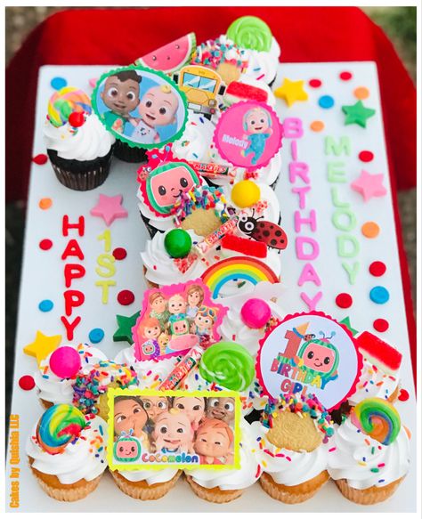 #birthday #birthdayparty #birthdaygirl #birthdayboy #cake #1stbirthday #cocomelon #cupcakes Coco Melon Cupcake Cake, Diy Cocomelon Cupcakes, Cocomelon Pull Apart Cupcakes, Coco Melon Cupcake Ideas, Cocomelon Birthday Cupcakes, Cocomelon Cupcake Cake, Cocomelon Number Cake, Coco Melon Cupcakes, Cocomelon Treats