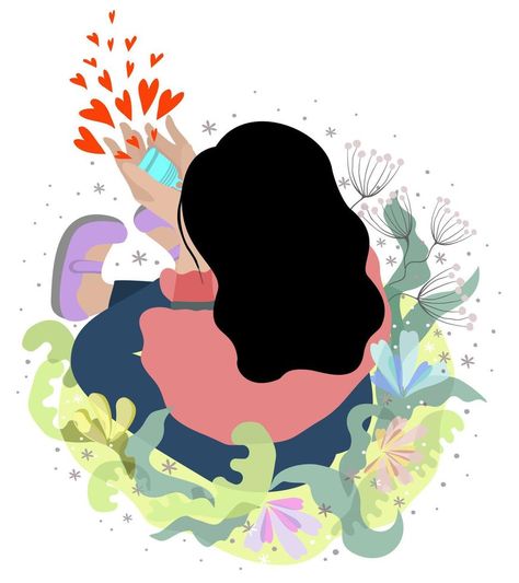 Vector isolated illustration of a woman, sitting on the ground and holding menstrual cup in her hands. Menstrual Cup, Royalty, Hold On, Vector Free, Royalty Free, Clip Art, Floral