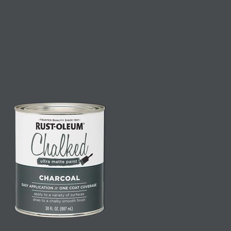 Rust-Oleum Chalked Ultra Matte Charcoal Water-Based Acrylic Chalk Paint 30 oz - Ace Hardware Dark Grey Chalk Paint Furniture, Gray Chalk Paint Furniture, Moody Eclectic, Rustoleum Chalk Paint, Painting Bathroom Cabinets, Red Spray Paint, Charcoal Water, Chalky Paint, Gray Chalk Paint