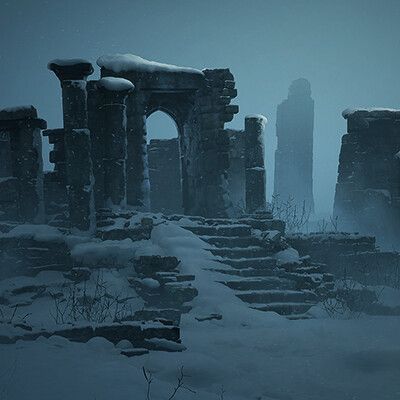 Winter Concept Art, Medieval Ruins, Winter Core, Aesthetic Snow, Temple Ruins, Snowy Forest, Castle Ruins, The Ruins, Wow Art