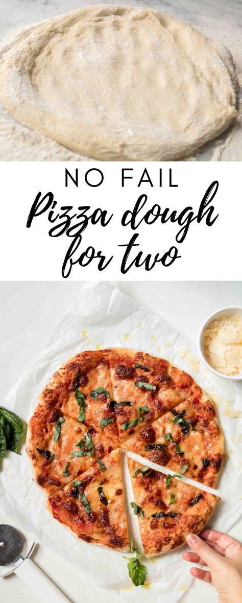 Learn how to make a delicious small batch no fail pizza dough recipe. This makes a pizza for two people to enjoy on weekends or on pizza party nights. You're a beginner? No problem, this pizza dough recipe is extremely easy and can be made by anyone. Don't buy store bought pizza dough anymore and try this no fail pizza crust recipe next time! #pizzacrust #pizzadough #smallbatchpizza #smallbatchpizzadough #nofailrecipe #pizzaparty #pizzanight