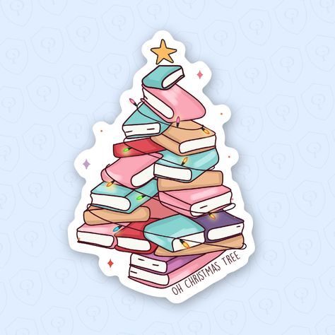 BOOKMAS TREE Die-Cut Sticker / Bujo Stickers, Planner Stickers, Books, Christmas Tree, Tis the season, Bookish, Reader, Reading by Papirella on Etsy Christmas Bookish Stickers, Bookish Clipart, Books Christmas Tree, Reader Stickers, Kindle Decor, Stickers Books, Books Christmas, Bujo Stickers, Printing Stickers