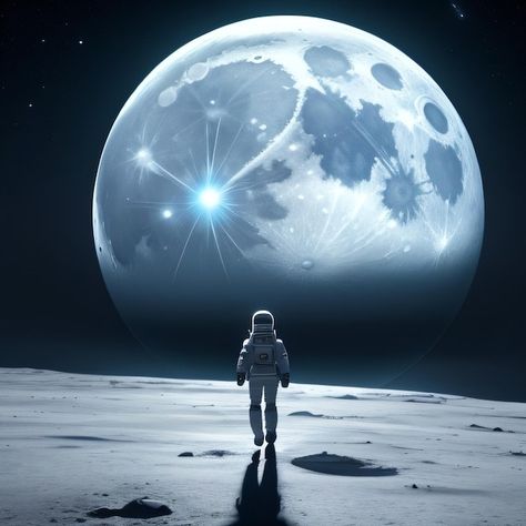 An astronaut walks on the moon with the ... | Premium Photo #Freepik #photo #cosmonaut #space-astronaut #astronaut #space-suit Man Drawing, Space Man, Moon Walk, Astronaut Space, Space Astronaut, Space Suit, Psd Icon, On The Moon, Iconic Photos