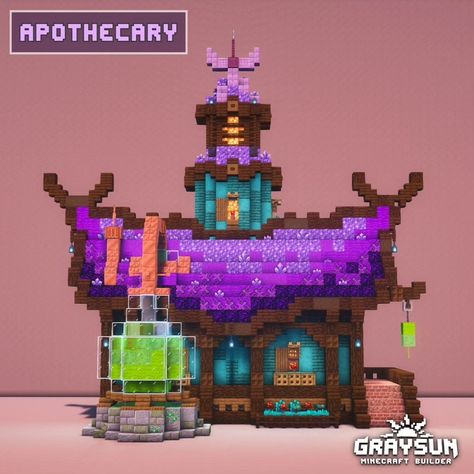 Minecraft Sculk Base, Minecraft Apothecary Build, Minecraft Mage House, Minecraft Witchcore, Potion Shop Minecraft, Minecraft Apothecary, Fantasy Apothecary, Fantasy Builds, Diy Minecraft Decorations