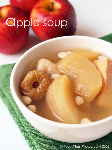 via food for tots Soup For Cough, Chinese Medicine Recipes, Ginseng Soup, Apple Soup Recipes, Chinese Herbal Soup, Snow Pear, Chinese Soups, Chinese Soup Recipes, Herb Soup