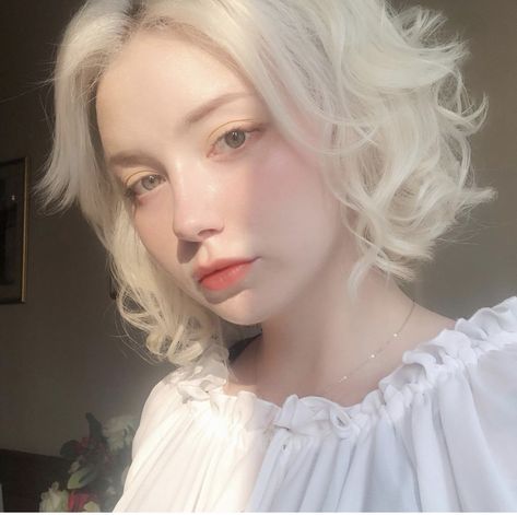 Albino Girl, Short White Hair, Hair Reference, Pale Skin, 인물 사진, White Hair, Girl Icons, Ulzzang Girl, Pretty Hairstyles