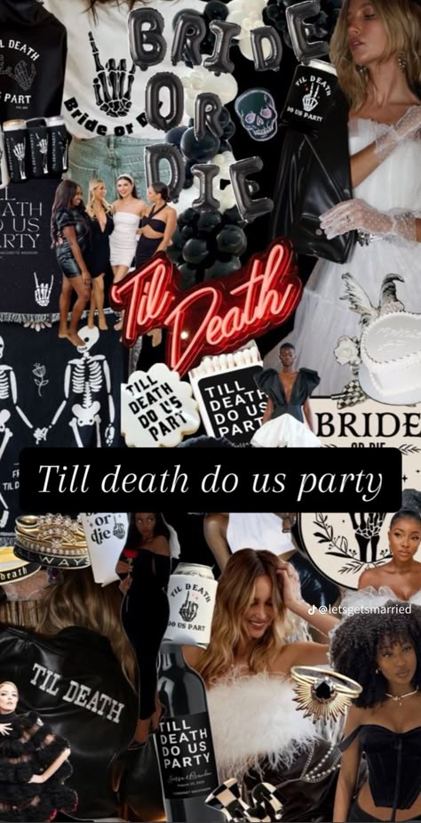 Goth Bride Bachelorette, Rip To The Miss Bachelorette, Punk Rock Bachelorette Party, Rip Bachelorette Party Theme, Punk Bachelorette Party, Rip To Her Last Name Bachelorette, Rip To My Last Name Bachelorette, Bachelorette Spooky, Goth Bachelorette Party Ideas