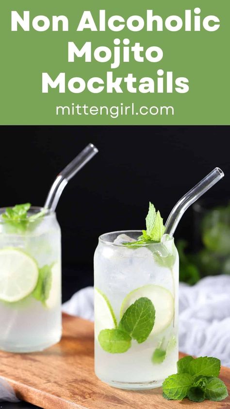 Cucumber Mint Mocktail Recipe, Greek Mock Tail, Mojito Mocktail Non Alcoholic, Mojito Recipe Non Alcoholic, Mint Alcoholic Drinks, Wedding Mocktails, Virgin Mojito Recipe, Mocktail Mojito, Homemade Beverages