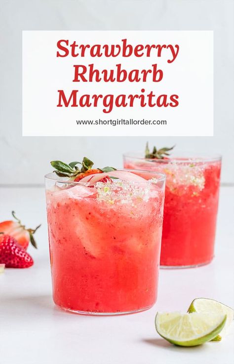 Rhubarb Margarita, Rhubarb Cocktail, Strawberry Rhubarb Compote, Cocktail Margarita, Rhubarb Syrup, Fresh Strawberry Recipes, Rhubarb Compote, Strawberry Margarita, Rhubarb Recipes