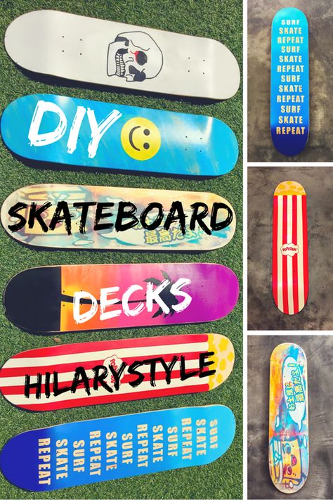 40 DIY Skateboard Deck Art Ideas To Look Extra Cool Diy Skateboard Deck, Skateboard Art Design Ideas, Skateboard Images, Skateboard Furniture, Diy Skateboard, Simple Art Designs, Painted Skateboard, Custom Skates, Skateboard Photos