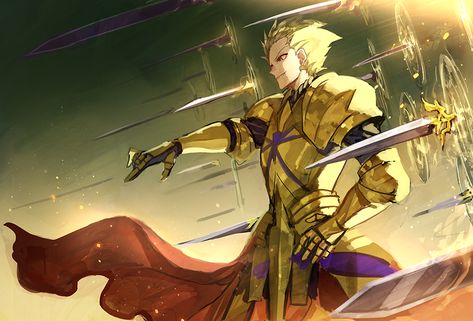 Gilgamesh【Fate/Stay Night】 King Gilgamesh, Gate Of Babylon, Gilgamesh And Enkidu, Fate Characters, Gilgamesh Fate, Fate Servants, Fate Stay Night Anime, Evil Anime, Fate Anime Series