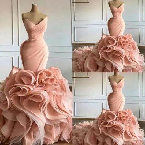 Prom Gowns Elegant, Trumpet Evening Dress, Gowns Elegant, Mermaid Sweetheart, Skirts Long, Pink Mermaid, Long Prom Gowns, Tiered Skirts, Sweetheart Wedding Dress