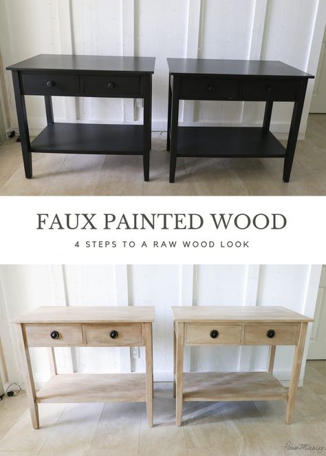 Furniture Painting Techniques Wood, Painted Wood Nightstand, Painting Plastic To Look Like Wood, How To Get A Wood Look With Paint, Different Color Bedroom Furniture, Liming Wax Over Black Paint, Refinish Painted Furniture, Paint Laminate To Look Like Wood, Natural Wood Color Paint