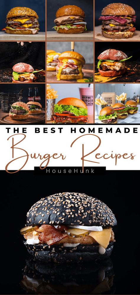 Classic Burger Recipes, Bacon Cheeseburger Pizza, Gourmet Burgers Recipes, Homemade Burger Recipe, Mexican Burger, Delicious Burger Recipes, Ground Chicken Burgers, Unique Burgers, Pulled Pork Burger