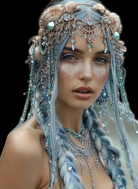 Mermaid Hair Drawing, Water Fairy Costume, Hair Drawing Tutorial, Sea Witch Costume, Mermaid Hairstyle, 3d Edit, Siren Costume, Hairstyle Drawing, Whimsical Hair