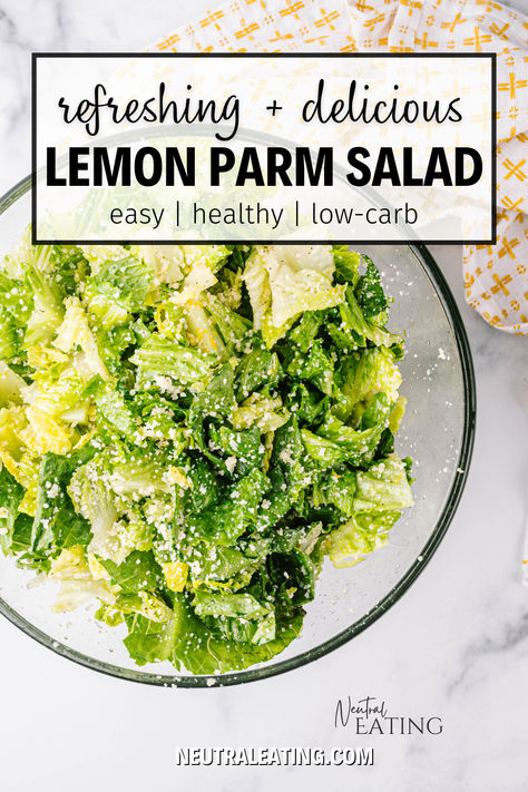 Healthy Romain Lemon Salad Recipe! Clean Eating Salad Dressing. Fresh Romaine Salad, Lemon Romaine Salad, Parmesan Lemon Salad, Italian Romaine Salad, Lemon Parm Salad, Romaine Lemon Parmesan Salad, Lemon Parmesan Lettuce Salad, Best Romaine Salad Recipes, Crunch Lemon Parmesan Salad