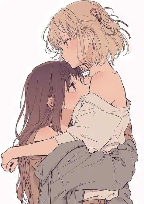 Hug Pose, Chisato X Takina, Chisato Takina, Tous Les Anime, Lycoris Recoil, Lesbian Art, Yuri Gl, Yuri Manga, Romantic Anime Couples