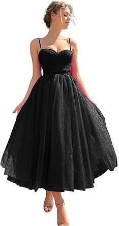 Prom Dress Tea Length, Black Tulle Prom Dress, Tulle Outer, Fairy Gown, Dress Tea Length, Tea Length Prom Dress, Black Tulle Dress, Tea Length Tulle, Elegant Ball Gowns