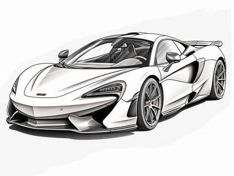 Mclaren 2022 Car Pen Sketch, Mclaren 720s Drawing, Sport Cars Drawing, Mclaren P1 Drawing, Drawing Cars Sketches, Sport Car Sketch, Mclaren Drawing, Sports Car Sketch, Sports Car Drawing