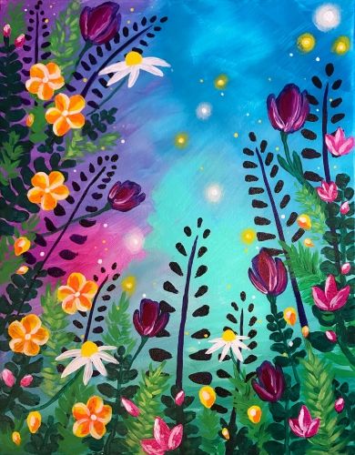 Paint Night Ideas, Paint Nite, Paint Night, 수채화 그림, Spring Painting, Night Painting, Night Ideas, Painting Class, Painting Art Projects