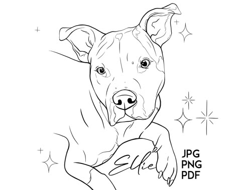 Dog Outline Tattoo Silhouettes, Cartoon Dog Tattoo, Pitbull Tattoo Ideas, Dog Tribute Tattoo, Pet Portrait Tattoo, Pet Line Art, Pet Sketch, Drawing Outlines, Dog Portrait Tattoo