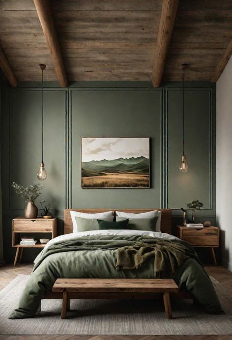 29 Sage Green Bedroom Ideas to Transform Your Space into an Oasis 24 Green Bedroom Walls, Green Bedroom Decor, Earthy Bedroom, Sage Green Bedroom, Green Bedroom, Dreamy Bedrooms, Green Rooms, Bedroom Green, Master Bedrooms Decor