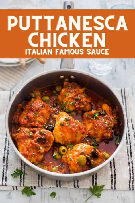 Chicken Puttanesca Recipes, Puttanesca Chicken, Chicken Pieces Recipes, Chicken Puttanesca, Best Chicken Recipe, Pasta Puttanesca Recipe, Capers Chicken, Chicken Cacciatore Recipe, Pasta Puttanesca