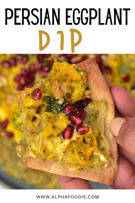 How to make kashke bademjan - a simple, creamy vegetarian Persian eggplant dip with "kashk", perfect for serving warm as an appetizer or a side! Kashke Bademjan, Muhammara Dip, Persian Eggplant, Muhammara Recipe, Baked Peppers, Roasted Red Pepper Dip, Red Pepper Dip, Pepper Dip, Stuffed Pepper Dip