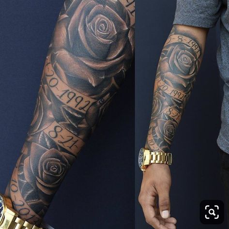 Couple Tat, Black Men Tattoos, Half Sleeve Tattoos Forearm, Fake Tattoo Sleeves, Rose Tattoos For Men, Men Tattoos Arm Sleeve, Forarm Tattoos, Marvel Tattoos, Forearm Tattoo Design