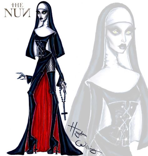 Hayden Williams Fashion, Haunt Couture, The Nun, Hayden Williams, Paper Fashion, Fashion Sketches Dresses, Sketches Dresses, Fashion Illustration Dresses, Halloween Monster