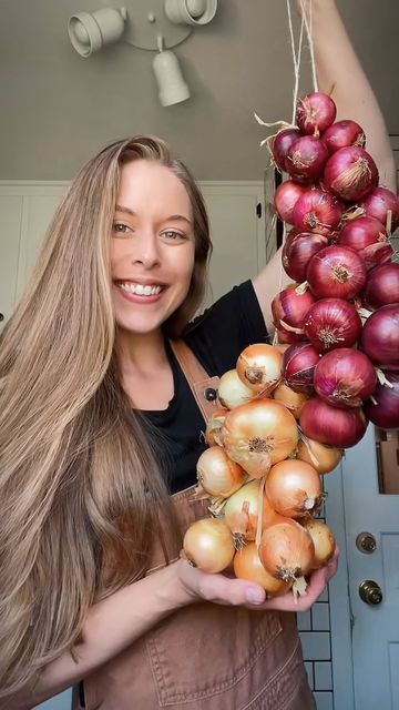 How To Braid Onions For Storage, Onion Harvest Storage, Curing Onions For Storage, Planting An Onion From An Onion, Onion Growing From Onion, Onion Storage, Famous Recipes, Worm Bin, Homegrown Food