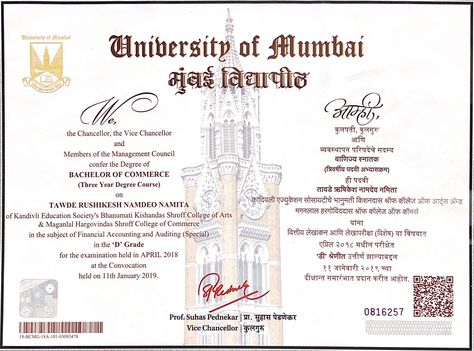 University Of Mumbai, Bachelor Of Commerce, Financial Accounting, Gold Medal, College Art, Mumbai, Hold On, University, Education