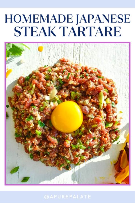 Fancy Restaurant Food Recipes, Asian Beef Tartare, Restaurant Entree Ideas, Beef Tartare Recipe, Steak Tartare Recipe, Classy Recipes, Asian Sides, Steak Tartar, Entree Ideas