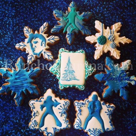 Blue Christmas Party, Christmas Party Theme, Christmas Party Themes, Blue Christmas, Decorated Cookies, Elvis Presley, Cookie Decorating, Christmas Party, Sugar Cookie