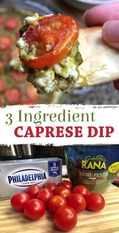 Caprese Dip Recipe, Caprese Dip, Party Dip, Cheese Tomato, Appetizers For A Crowd, Tomato Dip, Vegan Cream, Party Appetizers Easy, Feed A Crowd