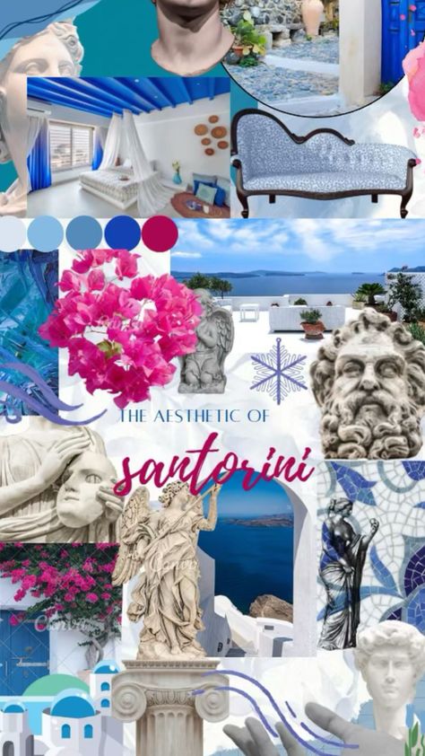 #myfirstshuffle #santorini #moodboard Greek Cafe, Grecia Santorini, Mediterranean Bedroom, Conceptual Model Architecture, Greek Decor, Couples Holiday, Greek Blue, Beach House Interior, Santorini Greece