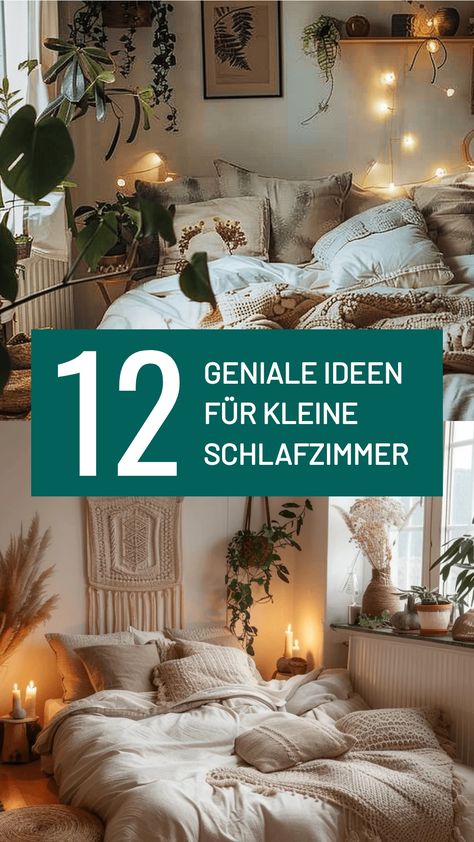 Entdecke unsere 12 kreativen Ideen, um ein kleines Schlafzimmer gemütlich und stilvoll einzurichten. Ob 10 qm oder 12 qm – von cleveren DIY-Ideen über IKEA-Hacks bis hin zu einem Boho-Look in Beige und Grau. Lass dich von diesen Einrichtungstipps inspirieren! Ikea Hacks, Boho Look, Tiny House, Advent, New Homes, Bedroom, Quick Saves