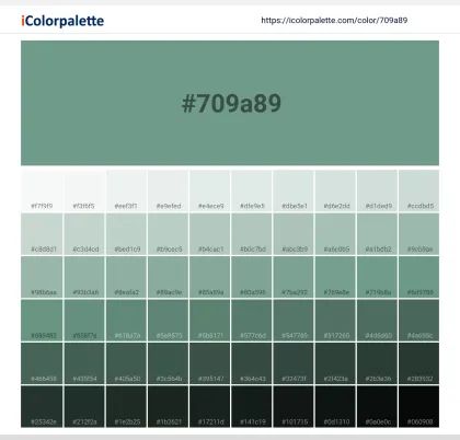 Pantone 16-5917 Tcx Malachite Green Color | Hex color Code #709A89 information | Hsl | Rgb | Pantone Pantone Color Book, Space Information, Color Palette From Image, Hexadecimal Color, Hex Color, Pantone Colour Palettes, Hex Color Palette, Paint Color Palettes, Color Palette Pink