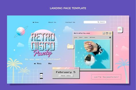 Retro Vaporwave, Unique Web Design, Find My Passion, Vector Gradient, Interactive Media, Homepage Design, Website Design Layout, Website Layout, Graphic Design Tips