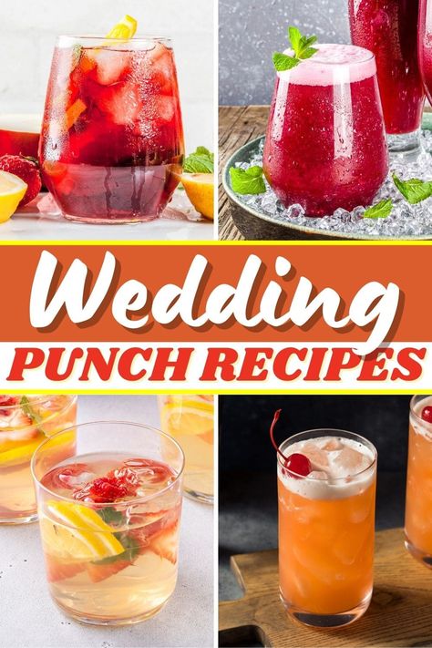 Try these wedding punch recipes for a boozy twist to your day! From champagne to fruit to rum punch, these tasty drinks are sure to please. Best Wedding Punch Ever, Anniversary Punch Recipes 50th, Wedding Punches Non Alcoholic, Punch Recipes For Wedding Reception, Fall Wedding Punch Recipes Non Alcoholic, 7up Punch Recipes, Non Alcoholic Wedding Punch, Liquor Punch Recipes, Shower Punch Recipes Bridal