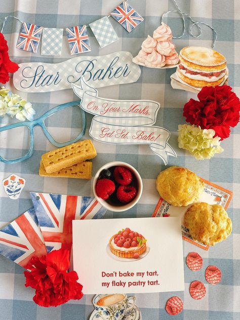 Great British Bake Off Party Decor | Instant Digital Download British Decoration Party, Great British Baking Show Party, Baking Decor, Great British Bake Off Party, The Great British Bake Off, British Tea Party, British Party, British Decor, Baby Event