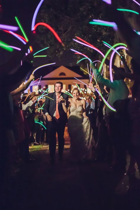 Sendoff Ideas, Glow Stick Crafts, Navy And Blush Wedding, Glow Stick Wedding, Navy And Blush, Wedding Exit, Wedding Reception Photography, Wedding Send Off, Wedding Exits