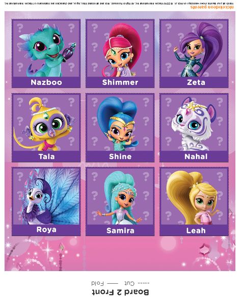 3 of 6 Guess who game --- http://www.nickelodeonparents.com/shimmer-and-shine-guess-who-game/?xid=Pinterest Shimmer And Shine Characters, Shimmer Y Shine, Guess Who Game, Make Clay Beads, Scrapbook Letters, Cartoon Drawings Disney, Mini Pony, Kid N Teenagers, Shimmer Shine