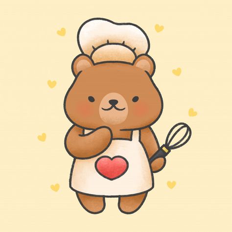 Cute bear cooking cartoon hand drawn sty... | Premium Vector #Freepik #vector #food #baby #hand #children Cute Cooking Drawing, Kawaii Bear Drawing, Cookie Art Drawing, Cooking Cartoon, Doodles Kawaii, Crab Cartoon, Teddy Bear Cartoon, Cute Vector, Food Cartoon