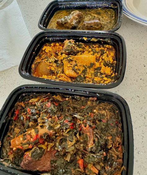 Shoulda taken a better pic! Amazing lunch with a dear friend. Bitter leaf soup. Egusi soup. Efo riro (spinach soup). With goat, tripe & ponmo (I think I spelled it right?) And I forgot to get a pic with the fufu. (I was hungry, okay?) So good!!! #goodeating #nigerianfood Bitter Leaf Soup, Efo Riro, Egusi Soup, Spinach Soup, Nigerian Food, A Pic, I Forgot, Bitter, Dear Friend